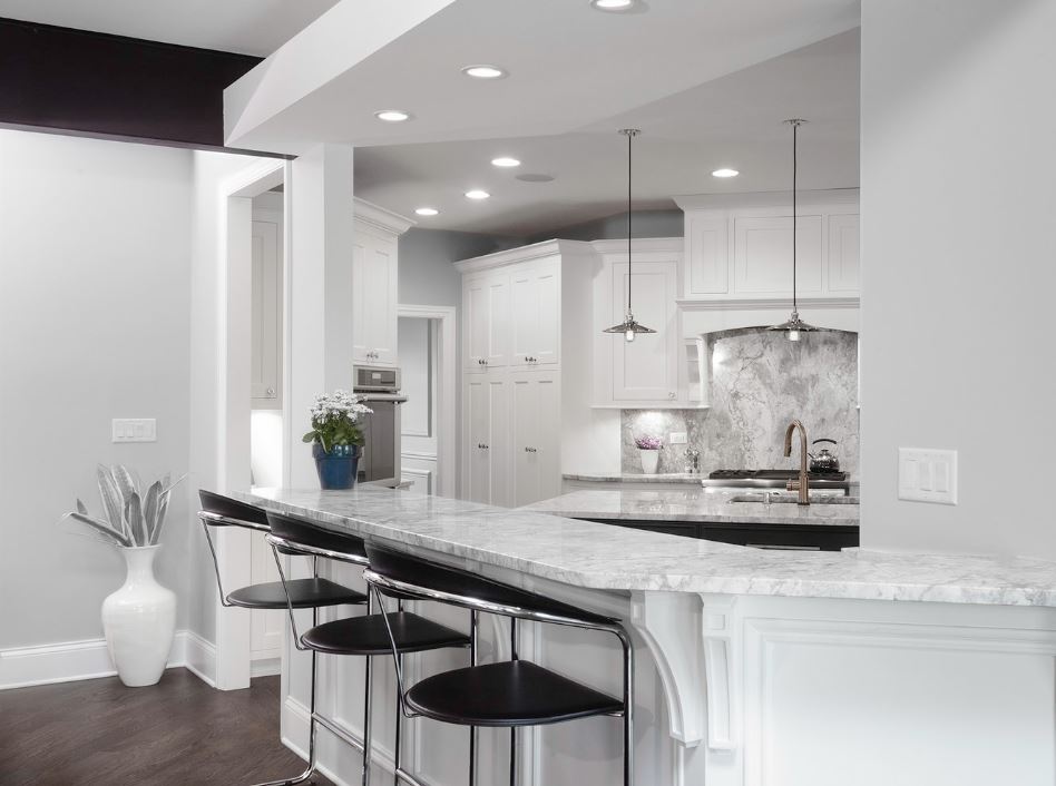 Modern kitchen with island and bar stools